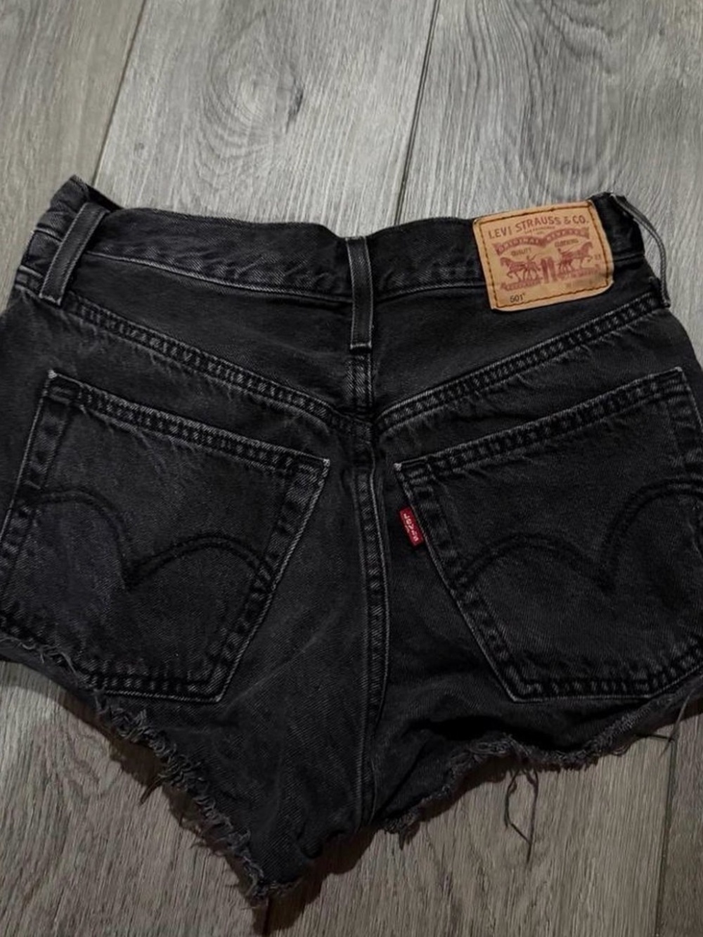 Levi's Black Cutoff Denim Shorts with Frayed Hem